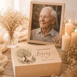 Personalisierte Erinnerungskiste Trauer mit Namen & Lebensdaten | Erinnerungsbox Verstorbene | Gedenkbox Holz | Andenken an geliebten Menschen | Trauergeschenk