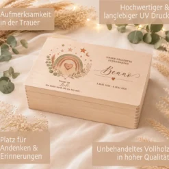Personalisierte Erinnerungskiste Sternenkind mit Namen & Lebensdaten | Gedenkbox Sternenkind | Trauergeschenk Fehlgeburt | Erinnerungsbox Baby | Andenken Sternenkind