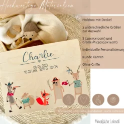 Personalisierte Erinnerungskiste "Piraten" als Motiv für Babys zur Geburt und Taufe, Babygeschenk mit dem Namen, Holzkiste
