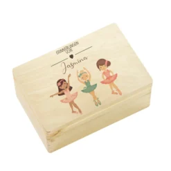 Personalisierte Erinnerungskiste "Ballett" als Motiv für Babys zur Geburt und Taufe, Babygeschenk mit dem Namen, Holzkiste