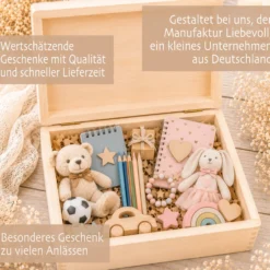 Personalisierte Erinnerungskiste Baby mit Namen, Geschenk zur Geburt, Taufgeschenk, Holzkiste Kinder, Erinnerungsbox Baby, Geschenk Kind