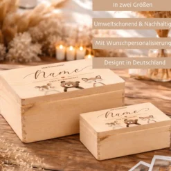 Personalisierte Erinnerungskiste Baby mit Namen, Geschenk zur Geburt, Taufgeschenk, Holzkiste Kinder, Erinnerungsbox Baby, Geschenk Kind