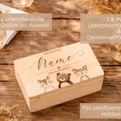 Personalisierte Erinnerungskiste Baby mit Namen, Geschenk zur Geburt, Taufgeschenk, Holzkiste Kinder, Erinnerungsbox Baby, Geschenk Kind