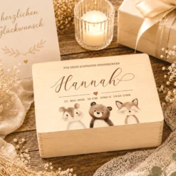 Personalisierte Erinnerungskiste Baby mit Geburtsdaten | Geschenk zur Geburt | Taufgeschenk mit Namen Holzkiste Baby Babybox personalisiert