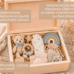 Personalisierte Erinnerungskiste Baby mit Geburtsdaten | Geschenk zur Geburt | Taufgeschenk mit Namen Holzkiste Baby Babybox personalisiert