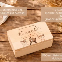 Personalisierte Erinnerungskiste Baby mit Geburtsdaten | Geschenk zur Geburt | Taufgeschenk mit Namen Holzkiste Baby Babybox personalisiert