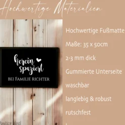 Personalisierte Fußmatte Hereinspaziert Fußmatte mit Namen Schmutzfangmatte Türmatte Geschenk Fussmatte Zuhause Familie