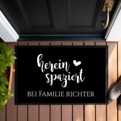 Personalisierte Fußmatte Hereinspaziert Fußmatte mit Namen Schmutzfangmatte Türmatte Geschenk Fussmatte Zuhause Familie