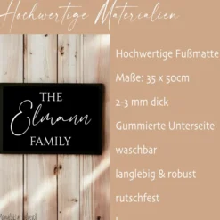 Personalisierte Fußmatte The Family Fußmatte mit Namen Schmutzfangmatte Türmatte Geschenk Fussmatte Zuhause Familie
