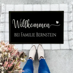 Personalisierte Fußmatte Willkommen Fussmatte Familie Schmutzfangmatte Türmatte Geschenk Umzug Familie Zuhause Fußmatte