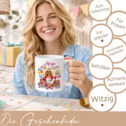 Personalisierte Geburtstags-Tasse mit Name – Lustiges Geschenk für Frauen & Männer