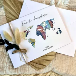 Personalisierte Geldgeschenk Karte Reisegutschein I Weltkarte | Geburtstagsgeschenk Reise | Hochzeitsgeschenk I Geschenk zur Hochzeit I persönliches Geschenk | Geld verschenken