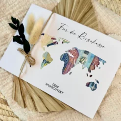 Personalisierte Geldgeschenk Karte Reisegutschein I Weltkarte | Geburtstagsgeschenk Reise | Hochzeitsgeschenk I Geschenk zur Hochzeit I persönliches Geschenk | Geld verschenken
