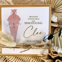 Personalisierte Geschenkbox zur Einschulung, Geschenkschachtel für Erstklässler, Geschenkverpackung zum Schulanfang