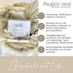 Personalisierte Geschenkschachtel, individuelles Geldgeschenk zur Taufe, Geburtstag, Kommunion, Jugendweihe, inkl. Jutebeutel I Manufaktur Liebevoll