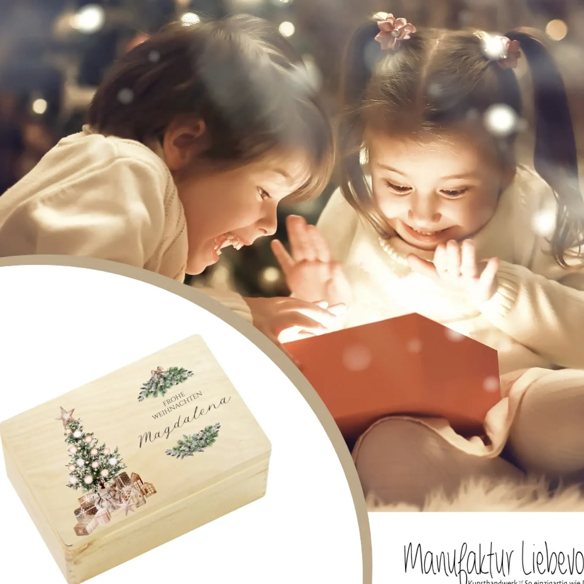 Personalisierte Heiligabend Box Holzbox Personalisiert Weihnachten Geschenk Frohe Weihnachten für Kinder Familie Frauen Freundin Holzkiste
