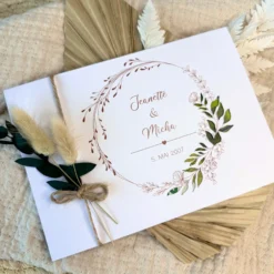 Personalisierte Hochzeitskarte Namen Datum Spruch I Geldgeschenk Karte Hochzeit I Hochzeitsgeschenk Blumen Kranz I persönliches Geschenk Trauung