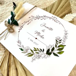 Personalisierte Hochzeitskarte Namen Datum Spruch I Geldgeschenk Karte Hochzeit I Hochzeitsgeschenk Blumen Kranz I persönliches Geschenk Trauung