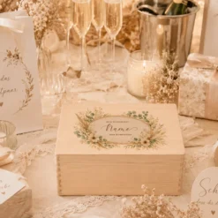Personalisierte Holzbox mit Wunschtext, Erinnerungskiste mit Namen, Geschenk Geburtstag Hochzeit Abschied Dankeschön Holzkiste Geldgeschenk