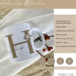 Personalisierte Keramiktasse mit Namen Monogramm Initialen zu Weihnachten I Weihnachtstasse Weihnachtsgeschenk I Nikolaus Geschenk Glühweintasse