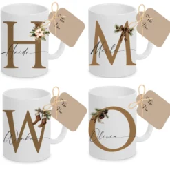 Personalisierte Keramiktasse mit Namen Monogramm Initialen zu Weihnachten I Weihnachtstasse Weihnachtsgeschenk I Nikolaus Geschenk Glühweintasse