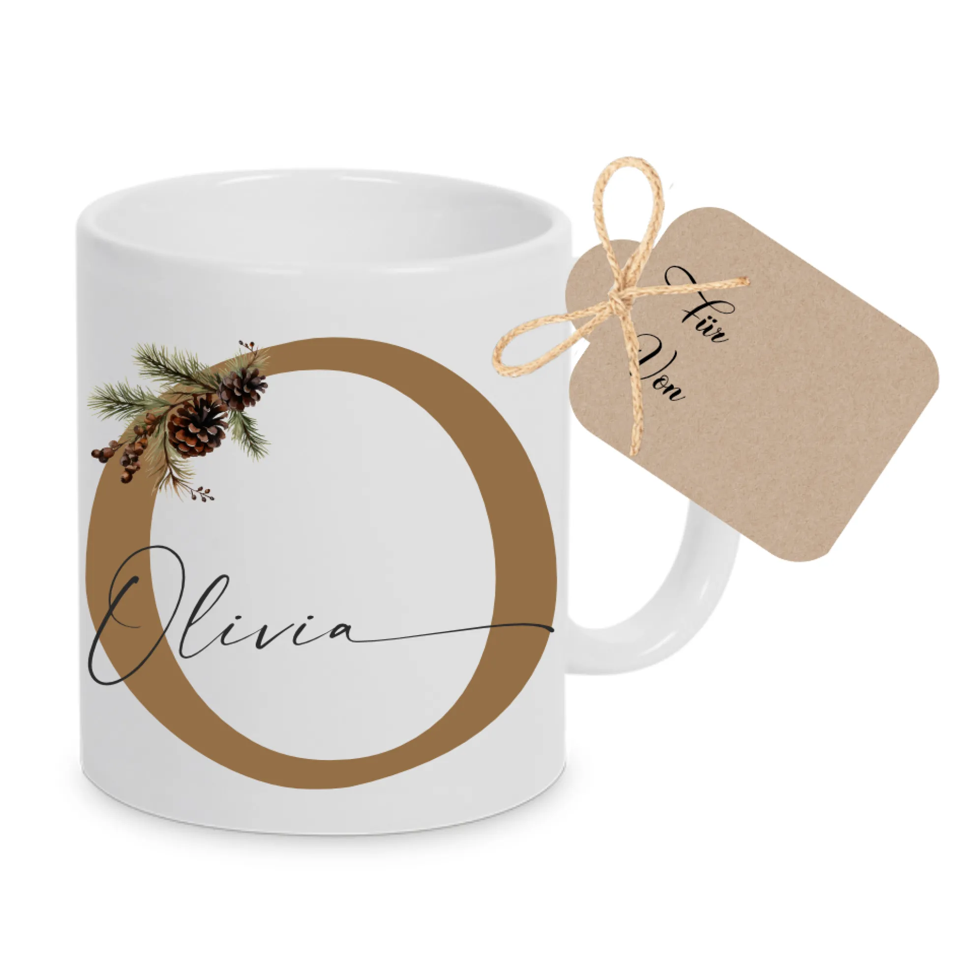Personalisierte Keramiktasse mit Namen Monogramm Initialen zu Weihnachten I Weihnachtstasse Weihnachtsgeschenk I Nikolaus Geschenk Glühweintasse