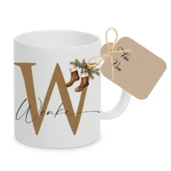 Personalisierte Keramiktasse mit Namen Monogramm Initialen zu Weihnachten I Weihnachtstasse Weihnachtsgeschenk I Nikolaus Geschenk Glühweintasse
