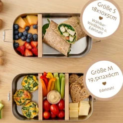 Personalisierte Kinder Brotdose mit Bambusdeckel – Süße Maus Motive im Boho-Stil – Edelstahl & Weißblech