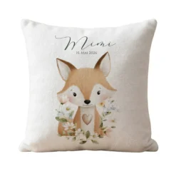 Personalisierte Kinderkissen mit Namen – Süße Waldtiere Motive im Boho-Stil – Flauschiges Kuschelkissen inkl. Füllung zur Geburt & Taufe