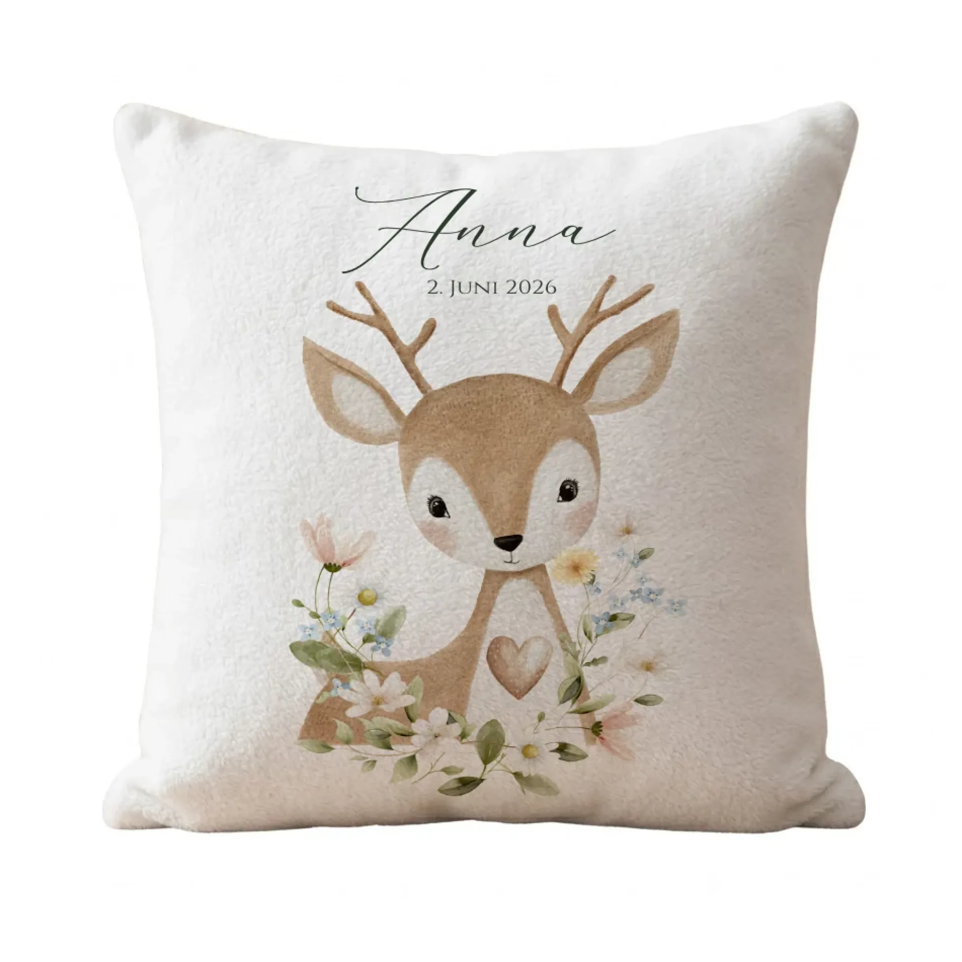 Personalisierte Kinderkissen mit Namen – Süße Waldtiere Motive im Boho-Stil – Flauschiges Kuschelkissen inkl. Füllung zur Geburt & Taufe