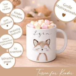 Personalisierte Kindertasse mit Namen – Niedliche Waldtiere