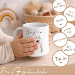 Personalisierte Kindertasse mit Namen – Niedliche Waldtiere