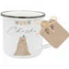 Personalisierte Kindertasse aus Emaille mit Bär