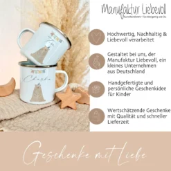 Personalisierte Kindertasse aus Emaille mit Bär
