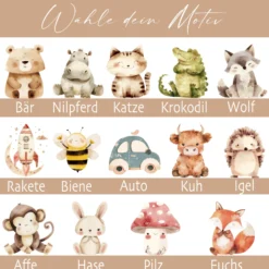 Personalisierte Kindertasse mit Namen – Keramiktasse mit Korkboden & Deckel | 14 Motive zur Auswahl