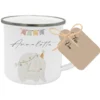 Personalisierte Kindertasse aus Emaille mit Elefant