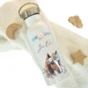 Personalisierte Kinder Trinkflasche "Pferd" für Kinder mit Namen | Thermosflasche Pony aus Edelstahl mit Bambusdeckel für Mädchen Teenager | 500ml