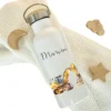 Personalisierte Kinder Trinkflasche "Bagger" für Jungen mit Namen | Thermosflasche Baufahrzeug aus Edelstahl mit Bambusdeckel für Kita | 500ml