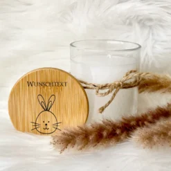 Personalisierte Oster - Duftkerze im Glas mit Wunschtext als Ostergeschenk