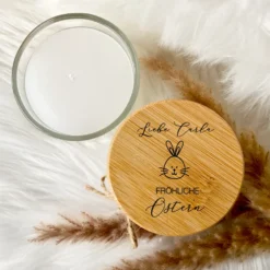 Personalisierte Oster - Duftkerze im Glas "Fröhliche Ostern" mit Namen als Ostergeschenk