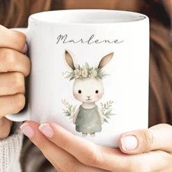 Personalisierte Ostertasse mit Osterhasen, 3 Motive zur Auswahl