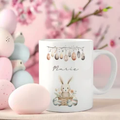 Personalisierte Ostertasse mit Osterhasen, 3 Motive zur Auswahl