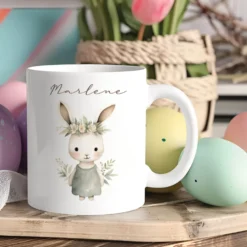 Personalisierte Ostertasse mit Osterhasen, 3 Motive zur Auswahl