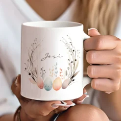 Personalisierte Ostertasse mit Osterhasen, 3 Motive zur Auswahl