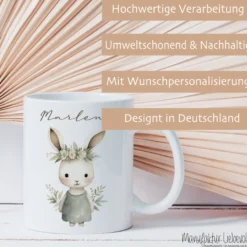 Personalisierte Ostertasse mit Osterhasen, 3 Motive zur Auswahl