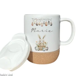 Personalisierte Ostertasse aus Kermik mit Korkboden, 3 Motive zur Auswahl