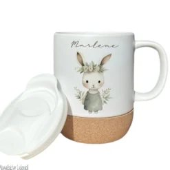 Personalisierte Ostertasse aus Kermik mit Korkboden, 3 Motive zur Auswahl