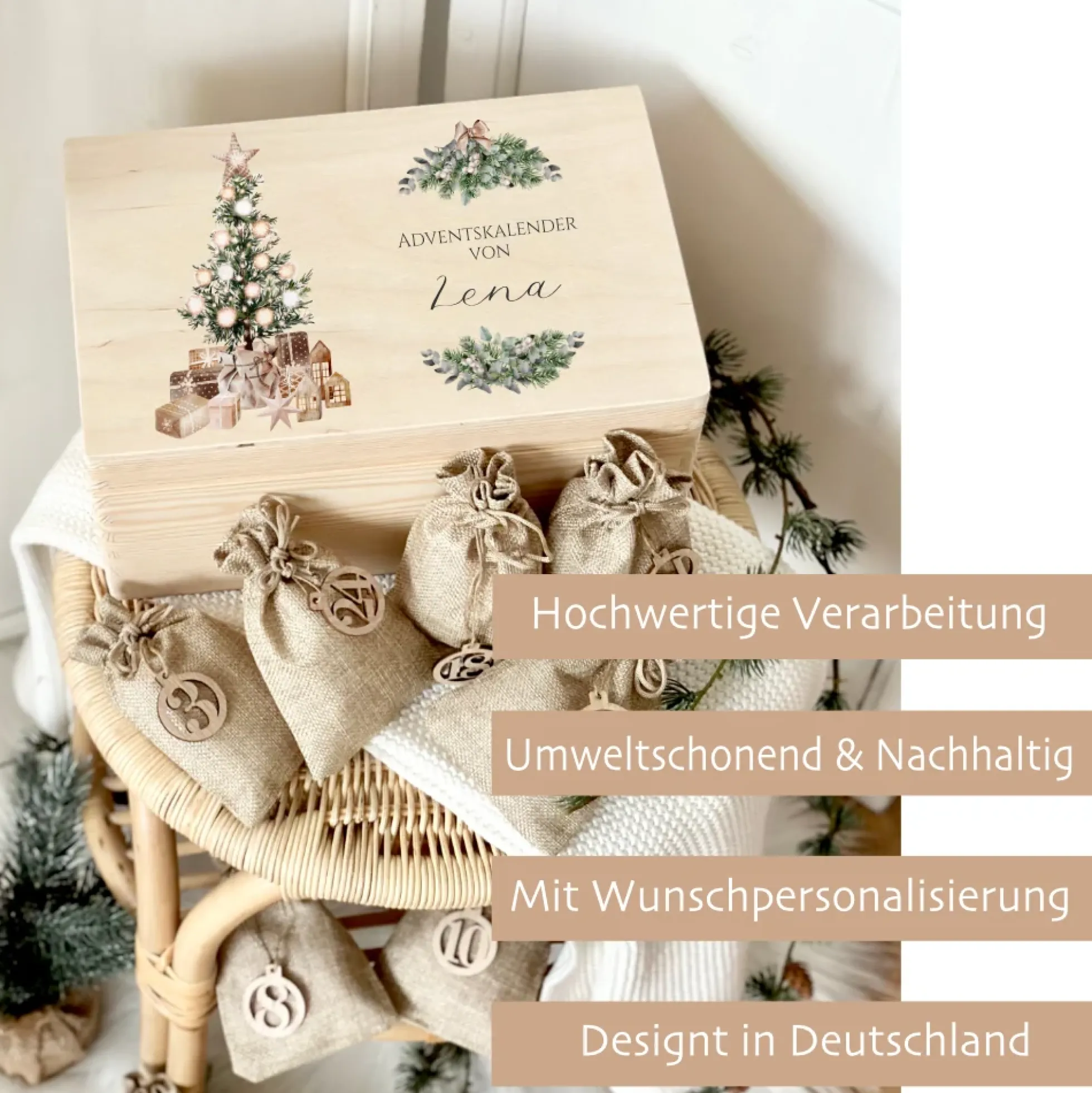 Personalisierter Adventskalender zum Befüllen für Kinder