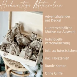 Personalisierter Adventskalender zum Befüllen für Kinder