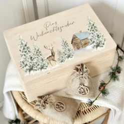 Personalisierter Adventskalender zum Befüllen, Adventskiste mit Winterlandschaft